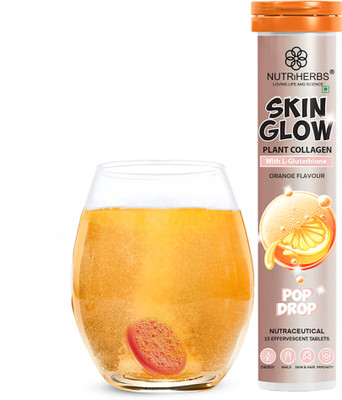 Nutriherbs Skin Glow L-Glutathione Effervescent Tablet with Vitamin C & E - Orange(15 Tablets)