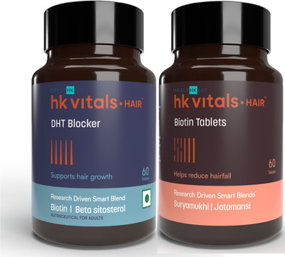 HEALTHKART HK Vitals Biotin and DHT Blocker with Biotin, Hair Growth Supplement(2 x 60 Tablets)
