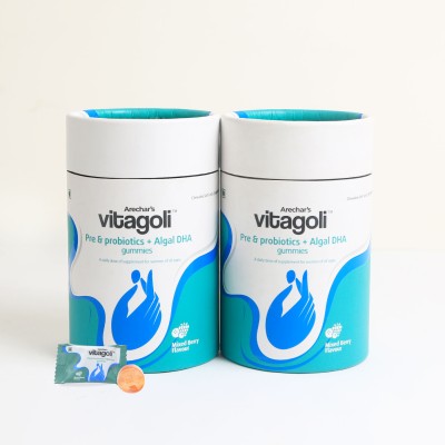 vitagoli Algal DHA Omega3 + Pre & Probiotics 4 Billion Bacillus Coagulans Gummies Pack2(2 x 30 No)