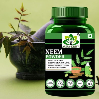 Aura Kriya Pure & Natural Neem Leaves Powder for Health, Skin & Hair | Edible Neem Powder(100 g)