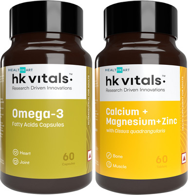 HEALTHKART HK Vitals Omega 3, 60 Capsules and Calcium Magnesium & Zinc(400 g)