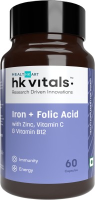 HEALTHKART HK Vitals Iron + Folic Acid with Zinc, Vitamin C & Vitamin B12(60 No)