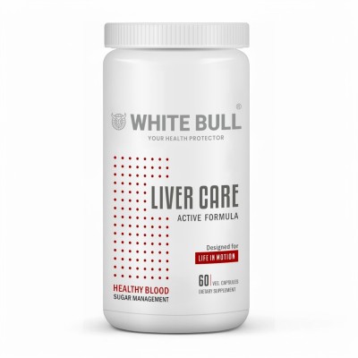 WHITE BULL Liver Care – Supplement for Liver Health | Milk Thistle, L-Glutathione, CoQ10(60 Capsules)