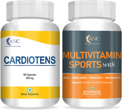 ANC CARDIOTENS with Arjuna Extract Heart Health & Multivitamin Sports with BCAA(2 x 60 Capsules)