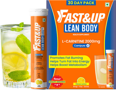 FAST&UP L-Carnitine Tartrate 2000mg Carnipure TM, Sourced from Lonza Switzerland - Lemon(3 x 20 Tablets)