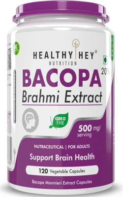 HealthyHey Nutrition Brahmi - Bacopa Monnieri,120 Vegetable Capsules(500 mg)