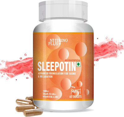 Nutrinoplus Sleepotin -Melatonin 10mg & Tagara 250mg Helps Deep Sleep | Faster Sleep(60 Tablets)