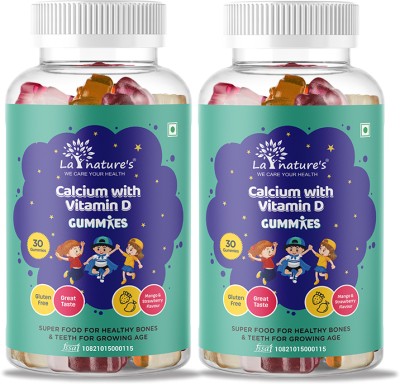 La Natures Calcium with Vitamin D Gummies for Both Kids & Adults for Bones Teeth & Muscles(2 x 30 No)