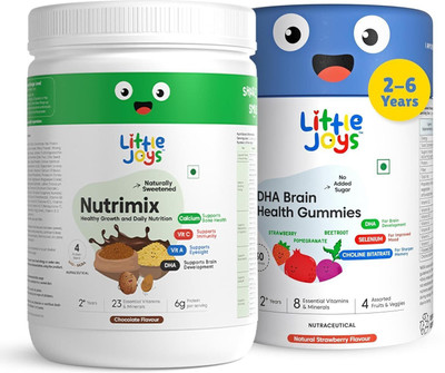 Little Joys Brain Development Kit for Kids 2-6 years | Nutrimix 350g & Brain Gummies 30N(2 x 15 No)