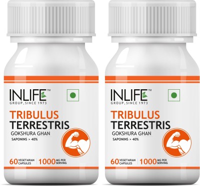 INLIFE Tribulus Terrestris Gokshura Supplement,1000 Mg Serving-60 Veg Capsules (2 Pack)(2 x 60 No)