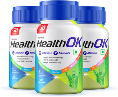 Health Ok Daily Multivitamin for Energy & Overall Health for Men,30 Tablets x 3(3 x 30 Tablets)