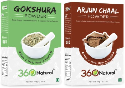 360 Natural Gokhru & Arjun Chhal Powder for Health(2 x 100 g)