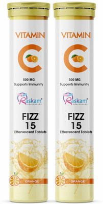 Raskam Vitamin C: Fizz - 15 Effervescent Tablets 500mg Supports Immunity(2 x 15 Tablets)