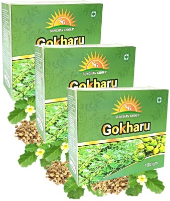 Sunchan Group Gokharu Gokshura Gokhru Tribulus terrestris Sabut whole Gokharu 300 Gm Pack of 3(3 x 100 g)