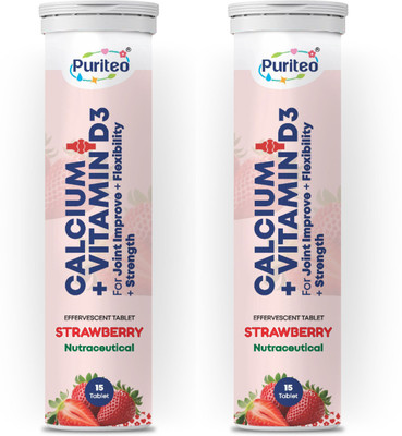 puriteo CALCIUM + VITAMIN D3 EFFERVESCENT STRAWBERRY _02(2 x 15 Tablets)