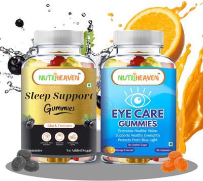 NUTRI HEAVEN Sleep Support Gummies & Eye Care Gummies Pack of 2(2 x 30 mg)