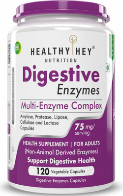 HealthyHey Nutrition Digestive Enzyme - Multi Enzyme Complex - 75mg - 120 Vegetable Capsules(120 No)
