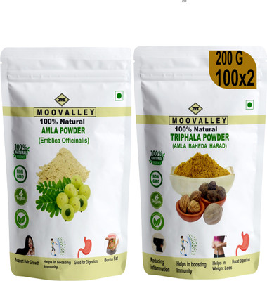 Moovalley Amla and Triphala Seed Powder - 100 gms each (Pack of 2)(2 x 100 g)