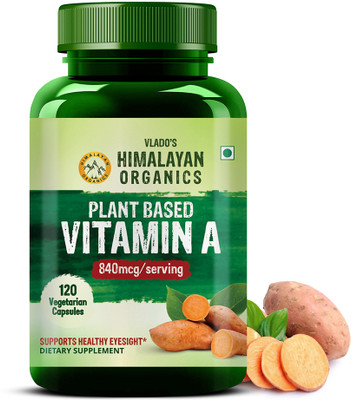 Vlado's Himalayan Organics Plant-Based Vitamin A Supplement Supports Healthy Eye Sight|Natural Anti-Oxidant(120 Capsules)