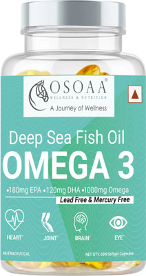 Osoaa 1000mg Deep Sea Omega 3 Fish Oil Single Strength Capsule - 180mg EPA & 120mg DHA(60 Capsules)