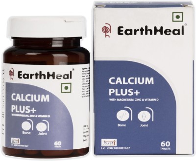 EarthHeal Calcium Plus For Men/Women Cal, Mag. & Zinc with Vit D3 For Bones & Joint, 60Tab(60 Tablets)