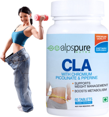 ALPSPURE Nutra CLA Tablets 750Mg Fat Burner With Chromium Picolinate, Piperine, Weight Loss(60 Tablets)