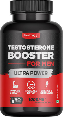 Herbyog Natural Testosterone Booster For Men | Supports Strength, Stamina & Performance(30 Capsules)