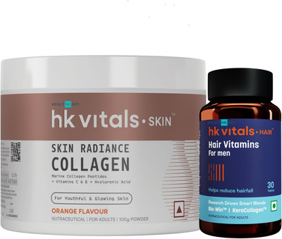 HEALTHKART HK Vitals Hair Multivitamin with DHT Blocker & Skin Radiance Collagen Supplement(2 x 50 g)