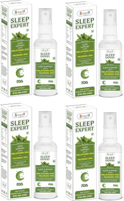 Vringra Sleep Expert Spray - Sleeping Spray - Valerian Root Extract - Melatonin Spray Energy Drink(4x30 ml, Mint Flavored)