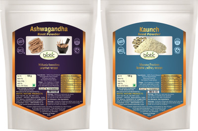 biotic Ashwagandha & Kaunch Seed Powder ( Ashwagandha and Kaunch ) - Combo 100 g Each(200 g)