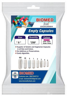 biomed Pharma raw materials size 0 Rose pink / Rose pink Empty capsules(250 No)