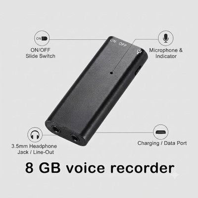 SHOPPYBEA Digital Voice Recorder 8GB | 96 Hours Recording Capacity |Easy Save Button 8 GB Voice Recorder(0 inch Display)