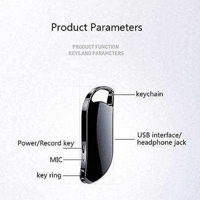 PERAMISYM Spy Key Chain Voice Recorder with 32GB Inbuilt Memory Digital 32 GB Voice Recorder(0 inch Display)