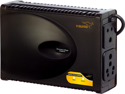 V-Guard Crystal Plus Supreme TV Voltage Stabilizer for 140 cm (55) TV+Set topbox+Home Theatre System(Black)