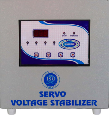 BLUELIZER 5 KVA SERVO WORKING RANGE (140 - 285 V)(INDIA'S FIRST SERVO WITH IN DISPLAY AMPERE METER)(WITH HIGH / LOW CUT OFF . (FULL COPPER BASED COIL)