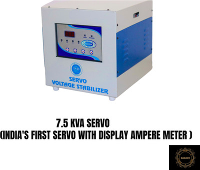 BLUELIZER 7.5 KVA SERVO WORKING RANGE (140 - 285 V)(INDIA'S FIRST SERVO WITH IN DISPLAY AMPERE METER)(WITH HIGH / LOW CUT OFF . (FULL COPPER BASED COIL))