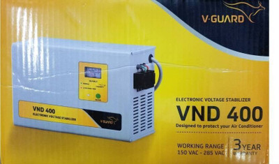V-Guard VND400 Voltage Stabilizer for 1.5 Tonn AC(Metallic Grey)