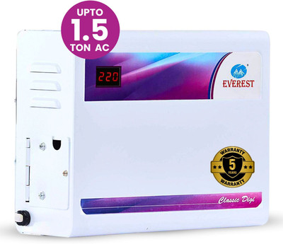 EVEREST EWD 400 CLASSIC DIGITAL Double Booster Used Upto 1.5 Ton AC Voltage Stabilizer Working Range (140 V to 270 V)(White)