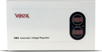 Vosta VW3 Digital Stabilizer for Treadmill and Home Use Appliances | 3KVA Automatic Voltage Stabilizer(White)