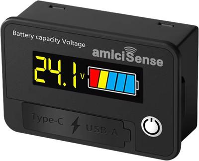 amiciSense 2V 24V Lead- LiFePO4 Voltmeter for Car and Bike Digital Voltage Tester