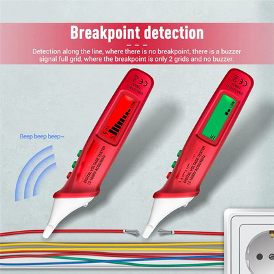 uptodateprouducts Non-Contact Voltage Detector Breakpoint Detection, Adjustable Sensitivity Digital Voltage Tester