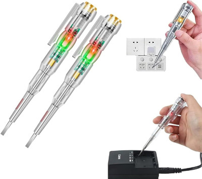 MOXWARE 2pcs High Brightness Voltage Tester Pen LED Electric Power Testing Pen Detector Analog Voltage Tester