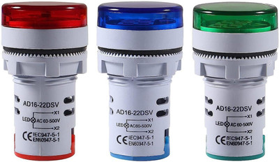 DECENT AIR SYSTEM AD16-22DSV 3Pcs Digital LED Display AC 60-500V Red Green Blue Voltmeter(Digital)