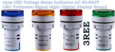 3REE A 4pcs LED Voltage Meter Indicator AC 60-500V LED Voltmeter Voltmeter(Digital)
