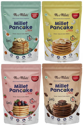 ME & MILLETS Millets Pancake-Pack of 4(Caramel and Vanilla,Banana,Raspberry,Chocolate) Waffles(4 x 150 g)