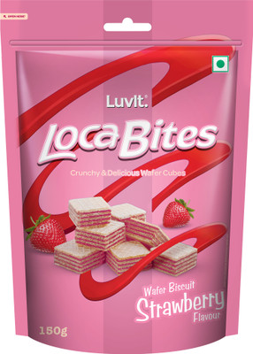 LuvIt Loca Bites Strawberry Wafer Cubes | Crunchy & Delicious Treat | Anytime Snack | Wafers(150 g)