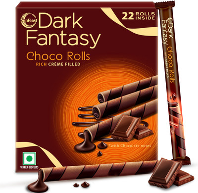 Sunfeast Dark Fantasy Crunchy Choco Wafer Rolls with Rich Molten Filling, Perfect Snacking Delight Wafer Rolls(198 g)