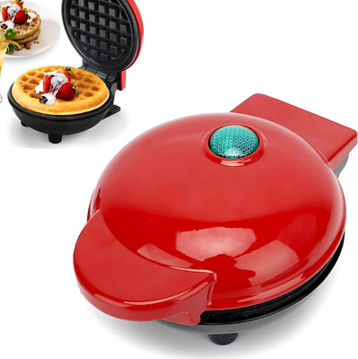 WeProve Stainless steel 3-in-1 mini waffle maker, for breakfast (4 inch, 350 watts, red) Waffle Maker