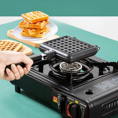 Masox Store Gas Stove Waffle Maker | Non-Stick Die Cast Aluminium Pan for Crispy Waffles Waffle(Black)