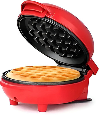 YASHVIIART Compact Mini Waffle Maker with Non-Stick Plates & Quick Heating, Red Color Waffle Maker